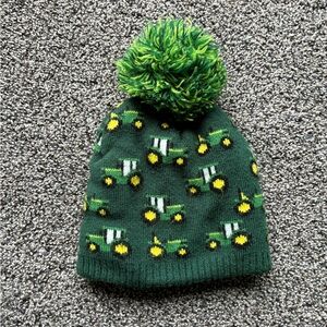 FINAL SALE 3/31/26 John Deere Green/Yellow Tractor Pom Pom Hat, Infant Size